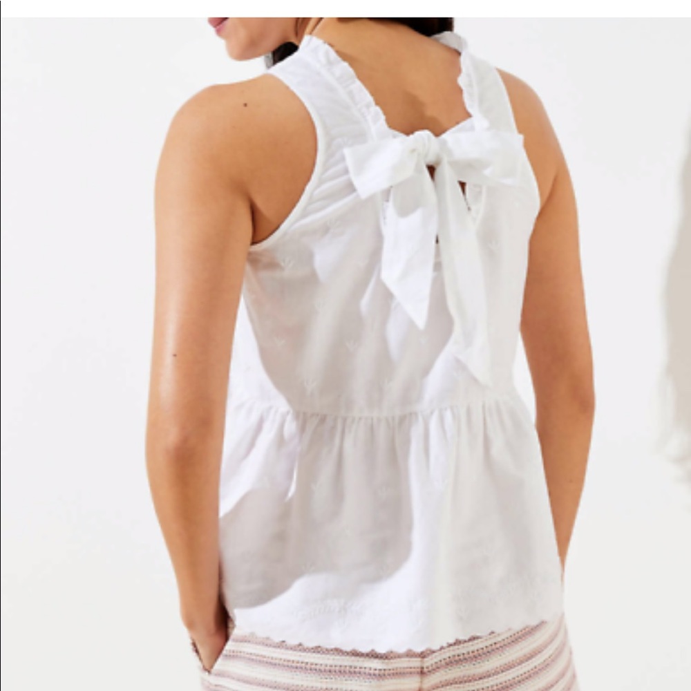 NWOT LOFT Sz S petite white blouse with tie back